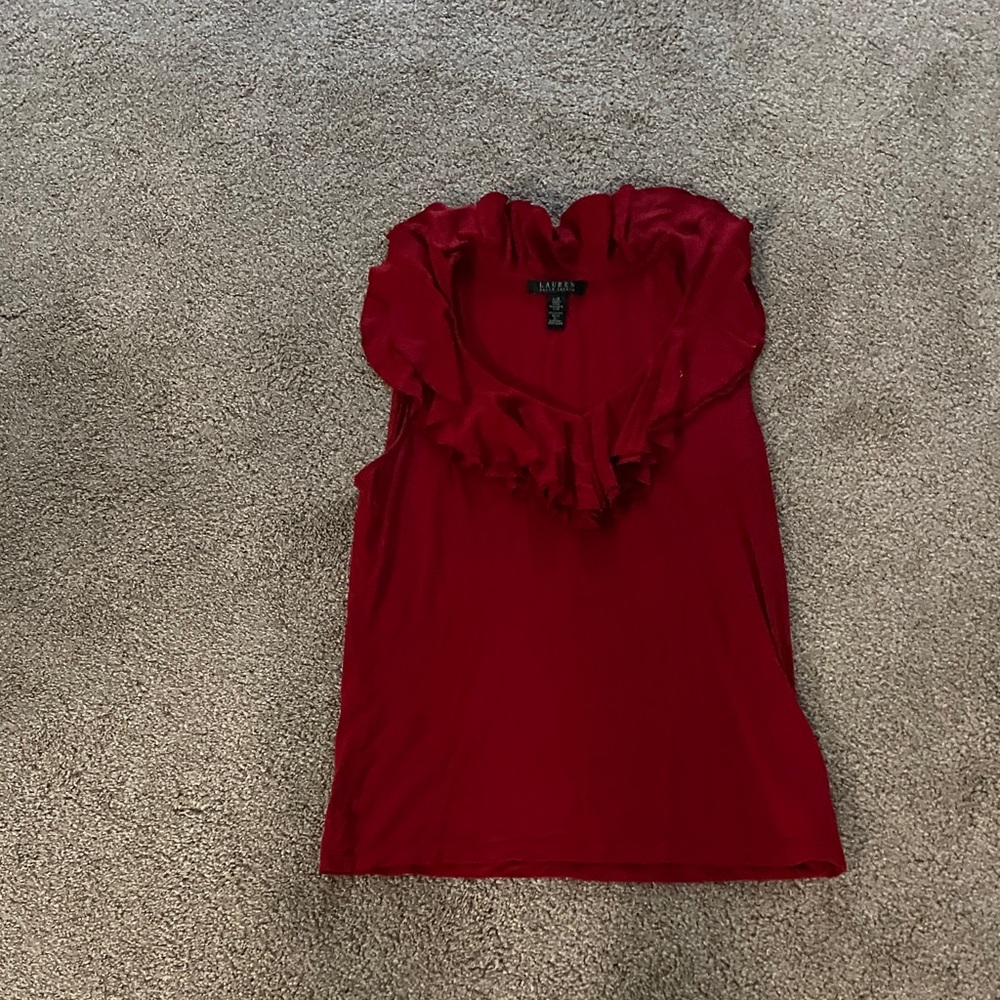 Banana Republic Red Ruffled Tank Top
